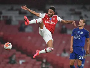Arsenal V Leicester City 2019-20 Prints: Arsenal vs. Leicester City: Aubameyang's Intense Showdown in the Premier League