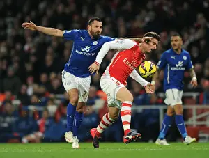 Arsenal V Leicester City 2014-15 Prints: Arsenal vs Leicester City: Giroud vs Wasilewski Battle in the Premier League