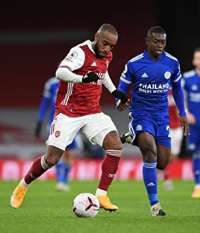 Images Dated 25th October 2020: Arsenal vs Leicester City: Lacazette vs Mendy in Empty Emirates Stadium, Premier League 2020-21