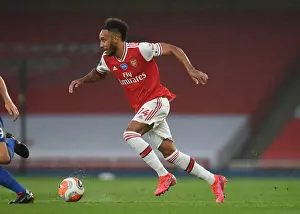 Arsenal V Leicester City 2019-20 Prints: Arsenal vs. Leicester City Showdown: Aubameyang Faces Off in Premier League Clash