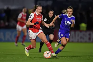 Arsenal Women V Leicester City Women 2022-23 Prints: Arsenal vs. Leicester City: A Tense WSL Showdown - Frida Maanum Fends Off Josie Green