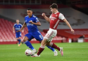 Images Dated 25th October 2020: Arsenal vs Leicester City: Tierney vs Tielemans - A Battle at Emirates Amidst Empty Stands