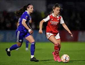 Arsenal Women V Leicester City Women 2022-23 Prints: Arsenal vs Leicester City: Women's Super League Clash - Pelova Fights Past Defender