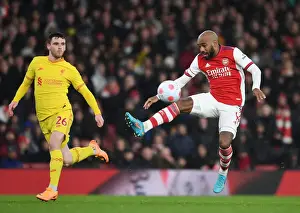Arsenal V Liverpool 2021-22 Prints: Arsenal vs Liverpool: Lacazette vs Robertson - Premier League Clash at Emirates Stadium