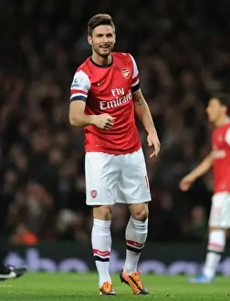 Arsenal V Liverpool 2013-14 Prints: Arsenal vs. Liverpool: Olivier Giroud in Action at the Emirates Stadium (2013-14)