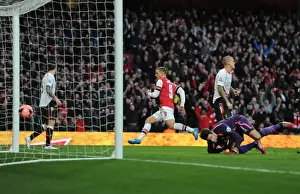 Arsenal V Liverpool - FA Cup 2013-14 Prints: Arsenal vs Liverpool: Podolski Scores the Second in FA Cup Showdown