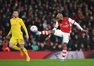 Arsenal V Liverpool 2021-22 Prints: Arsenal vs. Liverpool Showdown: Lacazette vs. Robertson - Premier League Battle