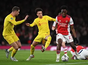Arsenal V Liverpool Carabao Cup 2021-22 Prints: Arsenal vs Liverpool Showdown: Lokonga vs Gordon Battle - Carabao Cup Semi-Final Clash: A Fight for Football Supremacy