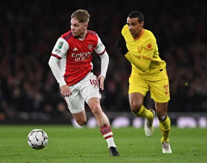 Arsenal v Liverpool Carabao Cup 2021-22 Collection: Arsenal vs Liverpool Showdown: Smith Rowe vs Matip Clash in Carabao Cup Semi-Finals