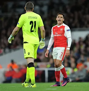Arsenal V PFC Ludogorets Razgrad 2016-17 Prints: Arsenal vs Ludogorets: Sanchez's Intense Clash in the 2016-17 UEFA Champions League