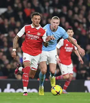Arsenal V Manchester City 2022-23 Prints: Arsenal vs Manchester City: Battle of the Titans - Haaland vs White in the Premier League