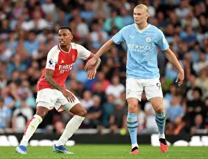 Arsenal V Manchester City 2023-24 Prints: Arsenal vs Manchester City: Gabriel vs Haaland - Premier League Showdown (2023-24)