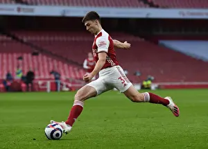 Arsenal V Manchester City 2020-21 Prints: Arsenal vs Manchester City: Tierney in Action at Empty Emirates Stadium