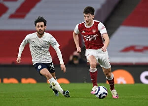 Images Dated 21st February 2021: Arsenal vs Manchester City: Tierney vs Silva in Empty Emirates Stadium, Premier League 2021