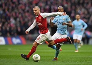 Arsenal V Manchester City - Carabao Cup Final 2018 Prints: Arsenal vs Manchester City: Wilshere vs Fernandinho - Carabao Cup Final Showdown