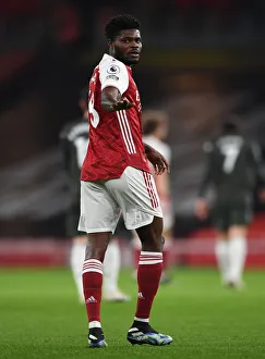 Arsenal vs Manchester United: Thomas Partey in Action at Emirates Stadium during the 2021-22 Premier League Match (Behind Closed Doors)