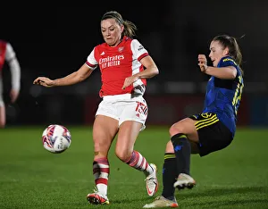 Arsenal V Manchester United - Conti Cup 2021-22 Prints: Arsenal vs Manchester United: McCabe vs Hanson - Tense Showdown in FA Womens Continental Tyres League Cup Quarterfinal