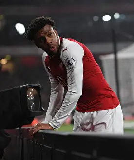 Arsenal V Manchester United 2017-18 Prints: Arsenal vs Manchester United: Alex Iwobi in Action at the Emirates Stadium (2017-18)
