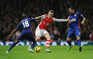 Arsenal V Manchester United 2014-15 Prints: Arsenal vs Manchester United: Calum Chambers Stands Firm Against United's Di Maria and Young