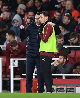 Images Dated 25th January 2019: Arsenal vs Manchester United: Emery Coaches Ozil in FA Cup Showdown