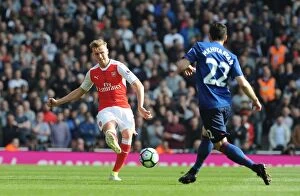 Images Dated 7th May 2017: Arsenal vs Manchester United: Intense Battle – Holding vs Mkhitaryan