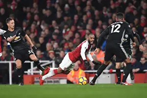 Arsenal V Manchester United 2017-18 Prints: Arsenal vs Manchester United: Lacazette Foul by Matic (2017-18 Premier League)