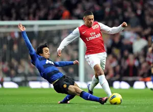 Arsenal V Manchester United 2011-12 Prints: Arsenal vs Manchester United: Oxlade-Chamberlain vs Rafael Clash in the Premier League