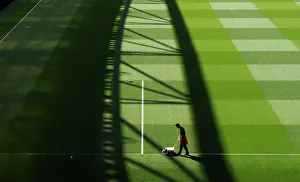 Arsenal V Manchester United 2012-13 Prints: Arsenal vs Manchester United: Pre-Match Groundsmen Preparation at Emiras Stadium, 2013