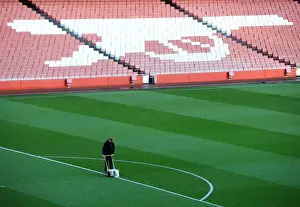 Arsenal V Manchester United 2013-14 Prints: Arsenal vs Manchester United: Pre-Match Pitch Preparation, Emirates Stadium, 2014