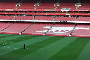 Arsenal V Manchester United 2013-14 Prints: Arsenal vs Manchester United: Pre-Match Pitch Preparation at Emirates Stadium (2013-14)