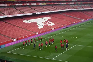 Arsenal V Manchester United 2019-20 Prints: Arsenal vs Manchester United: Premier League Showdown - The Arsenal Squad Prepares at Emirates Stadium