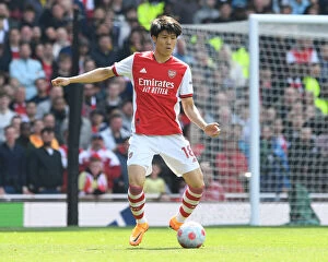 Images Dated 23rd April 2022: Arsenal vs Manchester United: Tomiyasu in Action at the Emirates, Premier League 2021-22