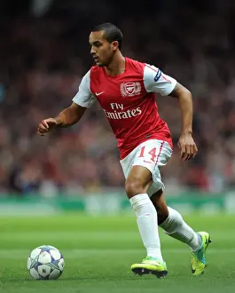 Arsenal V Marseille 2011-12 Prints: Arsenal vs Marseille: Theo Walcott's Scoreless Battle in the UEFA Champions League