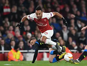 Arsenal V SSC Napoli 2018-19 Prints: Arsenal vs. Napoli: Aubameyang Clashes with Rui in Europa League Quarterfinal