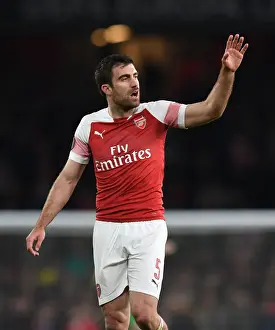Arsenal V SSC Napoli 2018-19 Prints: Arsenal vs. Napoli: Europa League Quarterfinal Showdown - Sokratis in Action