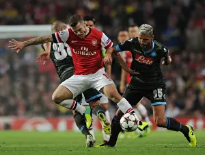Arsenal V Napoli 2013-14 Prints: Arsenal vs Napoli: Wilshere Faces Off Against Inler and Behrami