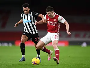 Arsenal V Newcastle United 2020-21 Prints: Arsenal vs Newcastle United: Tierney in Action at Empty Emirates Stadium