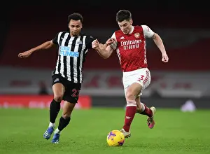 Arsenal V Newcastle United 2020-21 Prints: Arsenal vs Newcastle United: Tierney Takes on Murphy in Empty Emirates Stadium