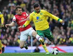 Arsenal V Norwich City 2012-13 Prints: Arsenal vs. Norwich City: Battle Between Aaron Ramsey and Bradley Johnson