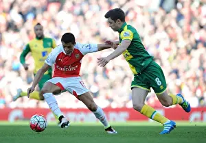 Arsenal V Norwich City 2015-16 Prints: Arsenal vs. Norwich City: A Clash of Stars - Alexis Sanchez vs. Jonny Howson