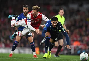 Arsenal V Nottingham Forest Carabao Cup 3rd Rd 2019-20 Prints: Arsenal vs. Nottingham Forest: Carabao Cup Showdown - Ozil vs. Rodriguez