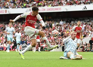 Arsenal vs. Nottingham Forest: Kai Havertz's Shot Blocked by Joe Worrall in 2023-24 Premier League Clash