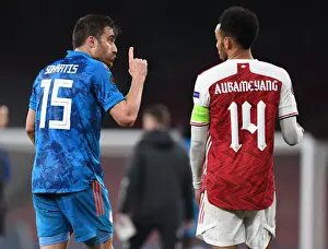Arsenal vs Olympiacos: Aubameyang and Sokratis Clash in Empty Europa League Match