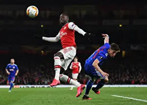 Arsenal V Olympiacos 2019-20 Prints: Arsenal vs Olympiacos: Pepe Under Pressure in Europa League Clash