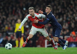 Arsenal V Paris Saint-Germain 2016-17 Prints: Arsenal vs. Paris Saint-Germain: Aaron Ramsey vs
