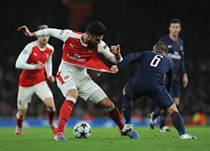 Arsenal V Paris Saint-Germain 2016-17 Prints: Arsenal vs. Paris Saint-Germain: Olivier Giroud vs