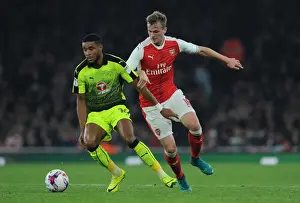 Arsenal V Reading EFL Cup 2016-17 Prints: Arsenal vs. Reading: Clash between Rob Holding and Dominic McCleary in the EFL Cup