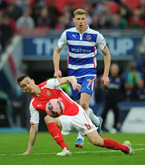 Reading V Arsenal FA Cup Semi Final 2014/15 Prints: Arsenal vs. Reading FA Cup Semi-Final: A Tense Clash Between Koscielny and Pogrebnyak at Wembley Stadium
