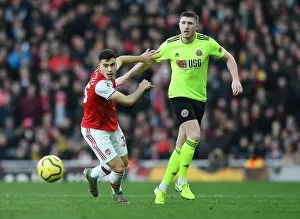 Images Dated 18th January 2020: Arsenal vs Sheffield United: Gabriel Martinelli Clashes with John Lundstram in Premier League