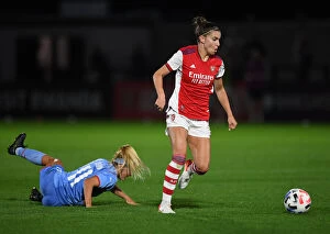 Images Dated 31st August 2021: Arsenal vs Slavia Prague: Steph Catley Brushes Off Challenge in UEFA Women's Champions League Clash